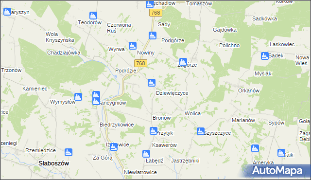 mapa Dziewięczyce, Dziewięczyce na mapie Targeo