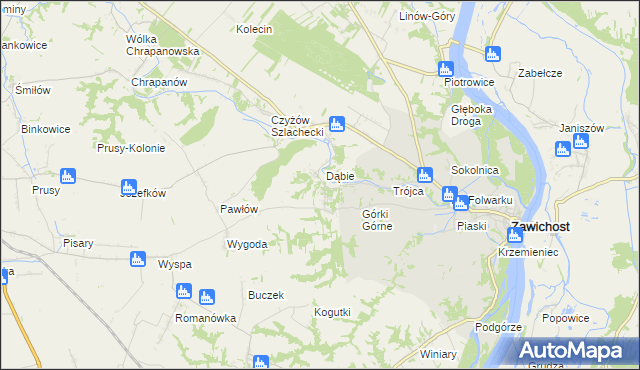 mapa Dziurów gmina Zawichost, Dziurów gmina Zawichost na mapie Targeo