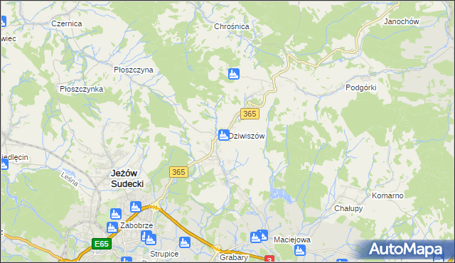 mapa Dziwiszów, Dziwiszów na mapie Targeo