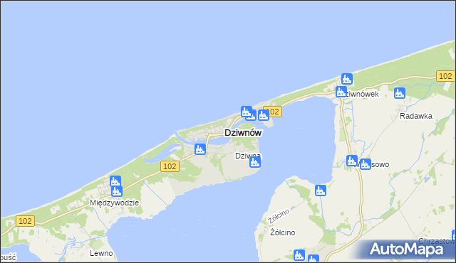 mapa Dziwnów, Dziwnów na mapie Targeo