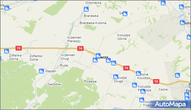 mapa Dzwola, Dzwola na mapie Targeo