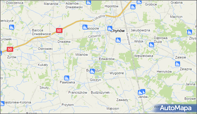 mapa Edwardów gmina Chynów, Edwardów gmina Chynów na mapie Targeo