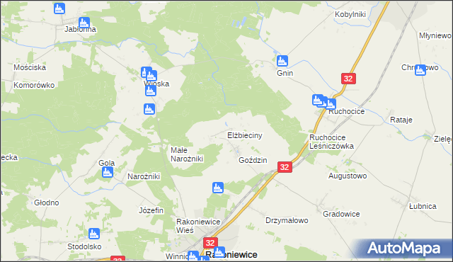 mapa Elżbieciny, Elżbieciny na mapie Targeo