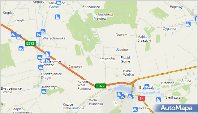 mapa Emilianów gmina Piaski, Emilianów gmina Piaski na mapie Targeo