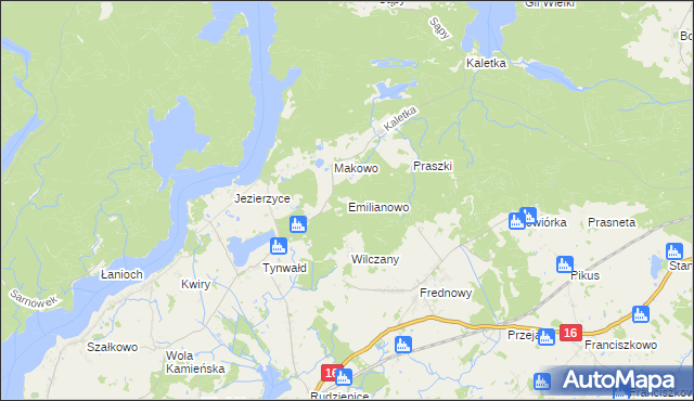 mapa Emilianowo gmina Iława, Emilianowo gmina Iława na mapie Targeo
