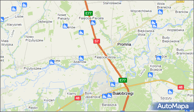 mapa Falęcice, Falęcice na mapie Targeo