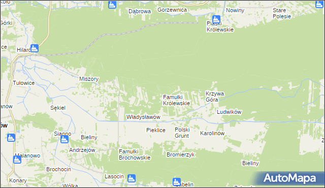 mapa Famułki Królewskie, Famułki Królewskie na mapie Targeo