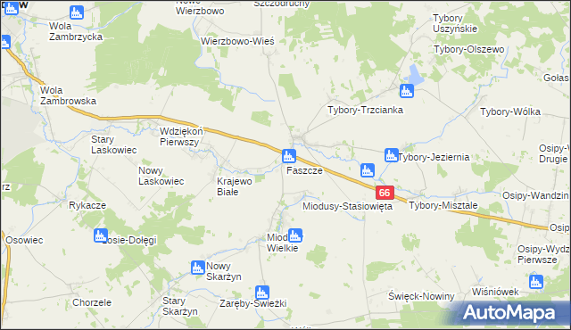 mapa Faszcze gmina Wysokie Mazowieckie, Faszcze gmina Wysokie Mazowieckie na mapie Targeo