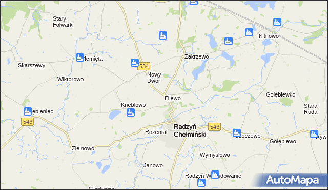 mapa Fijewo gmina Radzyń Chełmiński, Fijewo gmina Radzyń Chełmiński na mapie Targeo
