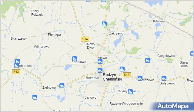 mapa Fijewo gmina Radzyń Chełmiński, Fijewo gmina Radzyń Chełmiński na mapie Targeo