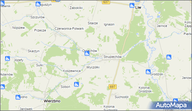 mapa Filipy gmina Wierzbno, Filipy gmina Wierzbno na mapie Targeo