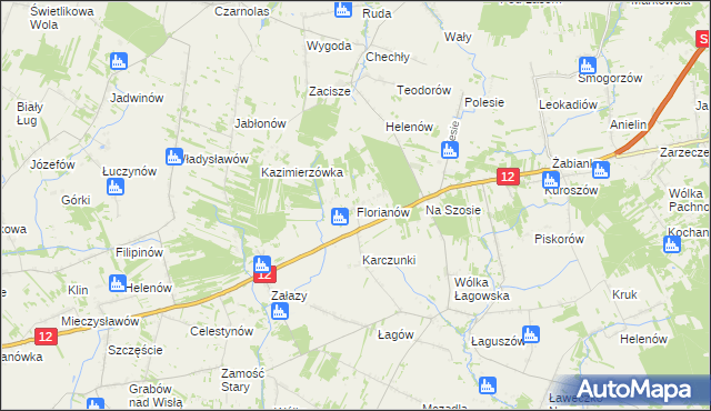 mapa Florianów gmina Policzna, Florianów gmina Policzna na mapie Targeo