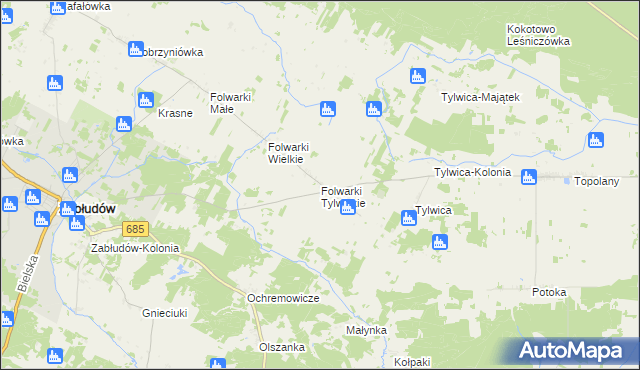 mapa Folwarki Tylwickie, Folwarki Tylwickie na mapie Targeo