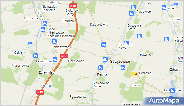 mapa Franciszków gmina Strzyżewice, Franciszków gmina Strzyżewice na mapie Targeo