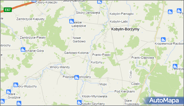 mapa Franki-Piaski, Franki-Piaski na mapie Targeo