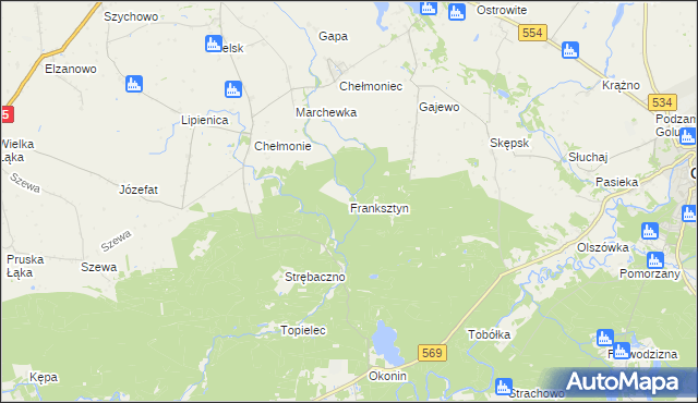 mapa Franksztyn, Franksztyn na mapie Targeo