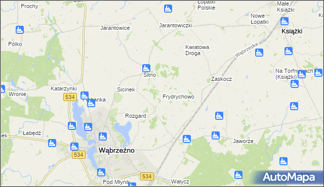 mapa Frydrychowo gmina Ryńsk, Frydrychowo gmina Ryńsk na mapie Targeo