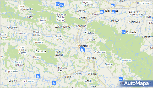 mapa Frysztak, Frysztak na mapie Targeo