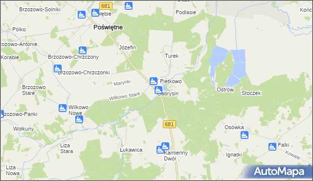 mapa Gabrysin gmina Poświętne, Gabrysin gmina Poświętne na mapie Targeo