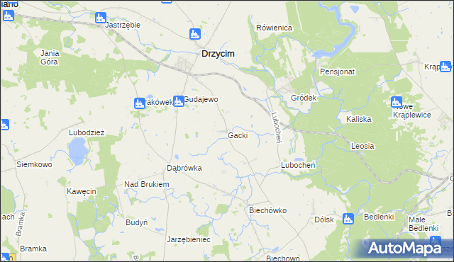 mapa Gacki gmina Drzycim, Gacki gmina Drzycim na mapie Targeo
