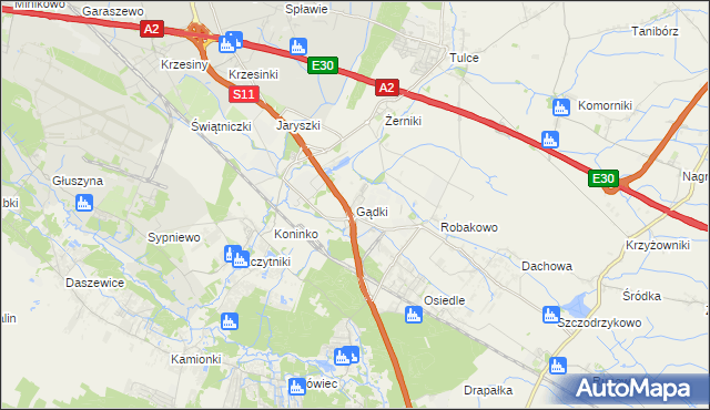 mapa Gądki, Gądki na mapie Targeo