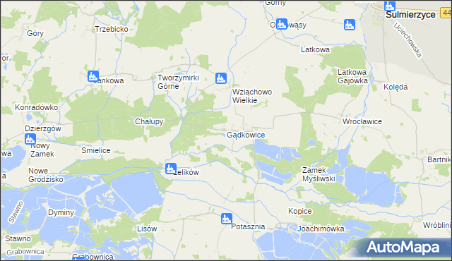 mapa Gądkowice, Gądkowice na mapie Targeo