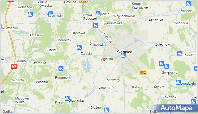 mapa Gągolina, Gągolina na mapie Targeo