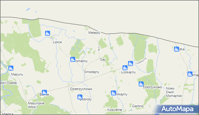 mapa Gaj gmina Sępopol, Gaj gmina Sępopol na mapie Targeo