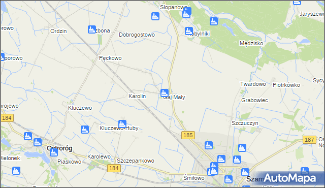 mapa Gaj Mały gmina Obrzycko, Gaj Mały gmina Obrzycko na mapie Targeo
