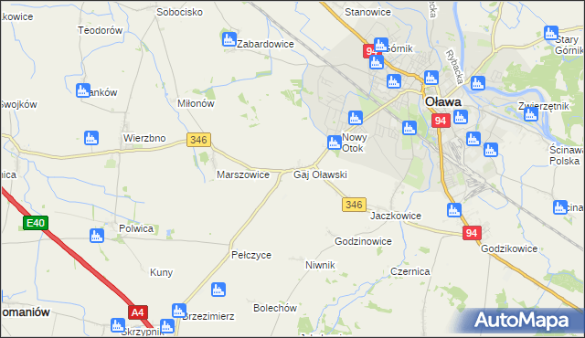 mapa Gaj Oławski, Gaj Oławski na mapie Targeo