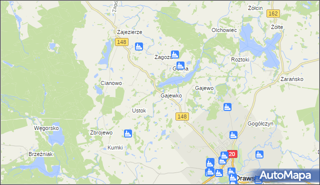 mapa Gajewko, Gajewko na mapie Targeo