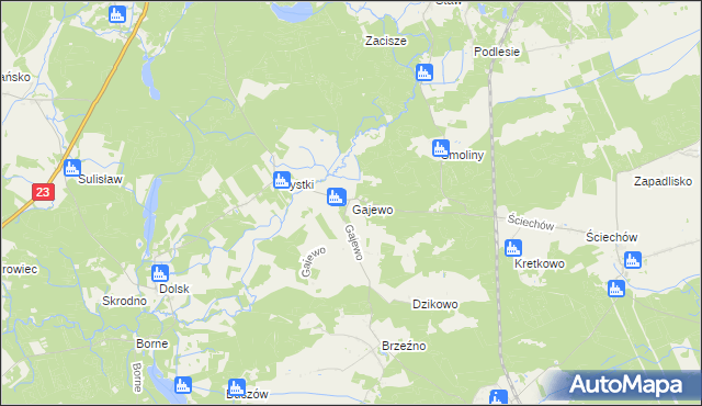 mapa Gajewo gmina Lubiszyn, Gajewo gmina Lubiszyn na mapie Targeo