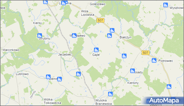 mapa Gajle, Gajle na mapie Targeo