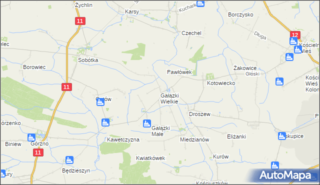 mapa Gałązki Wielkie, Gałązki Wielkie na mapie Targeo