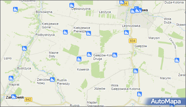 mapa Gałęzów-Kolonia Druga, Gałęzów-Kolonia Druga na mapie Targeo