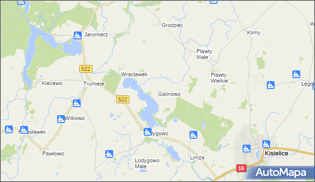 mapa Galinowo, Galinowo na mapie Targeo