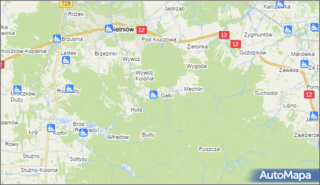 mapa Gałki gmina Gielniów, Gałki gmina Gielniów na mapie Targeo