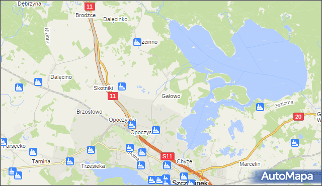 mapa Gałowo gmina Szczecinek, Gałowo gmina Szczecinek na mapie Targeo