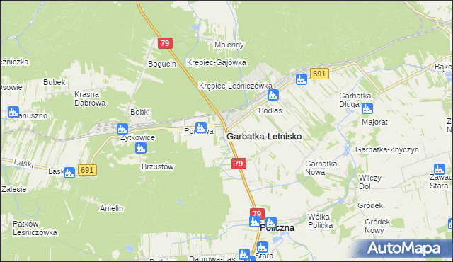 mapa Garbatka-Letnisko, Garbatka-Letnisko na mapie Targeo