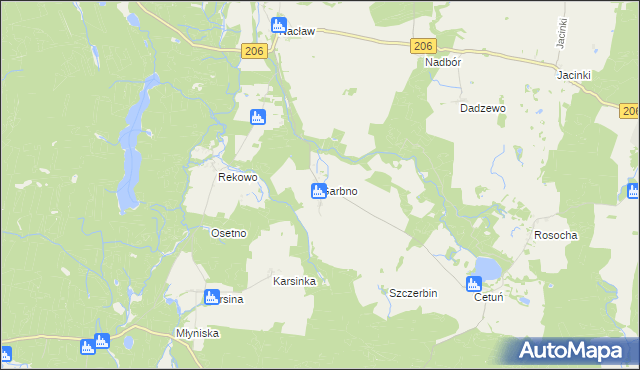 mapa Garbno gmina Polanów, Garbno gmina Polanów na mapie Targeo