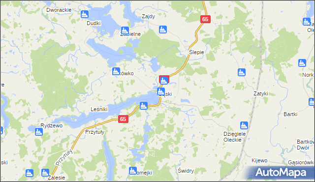 mapa Gąski gmina Olecko, Gąski gmina Olecko na mapie Targeo