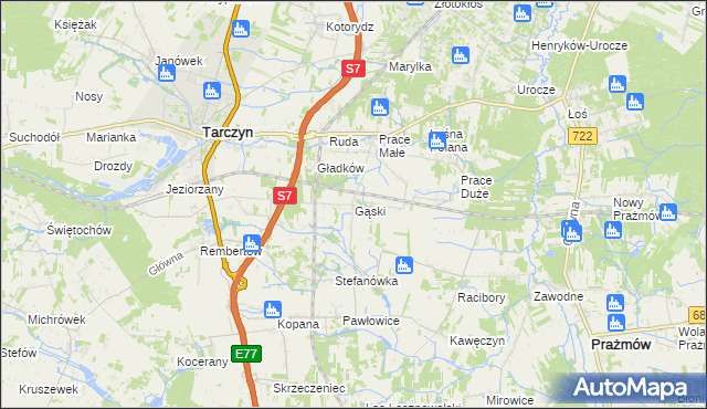 mapa Gąski gmina Tarczyn, Gąski gmina Tarczyn na mapie Targeo