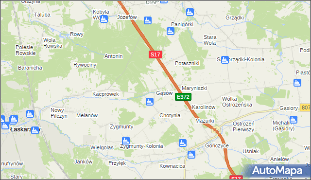 mapa Gąsów, Gąsów na mapie Targeo