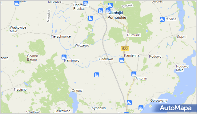 mapa Gdakowo, Gdakowo na mapie Targeo