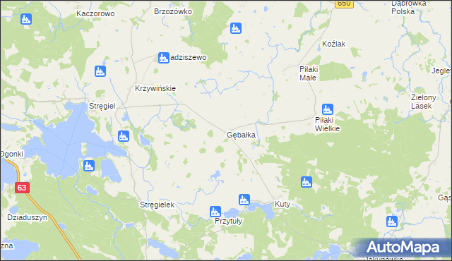 mapa Gębałka, Gębałka na mapie Targeo