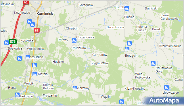 mapa Gertrudów, Gertrudów na mapie Targeo