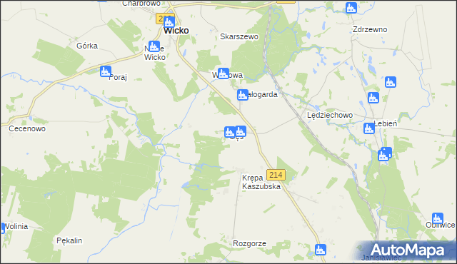 mapa Gęś gmina Wicko, Gęś gmina Wicko na mapie Targeo