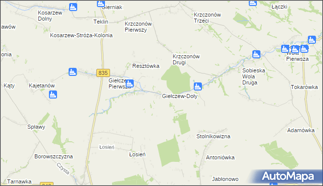 mapa Giełczew-Doły, Giełczew-Doły na mapie Targeo
