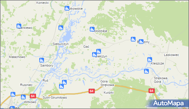 mapa Giełczyn gmina Trzcianne, Giełczyn gmina Trzcianne na mapie Targeo