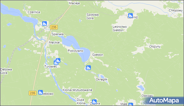 mapa Giełdon, Giełdon na mapie Targeo
